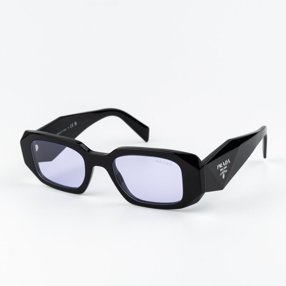Prada PR17WS 16K40J BRAND NEW Sunglasses Black Violet Rectangle Unisex